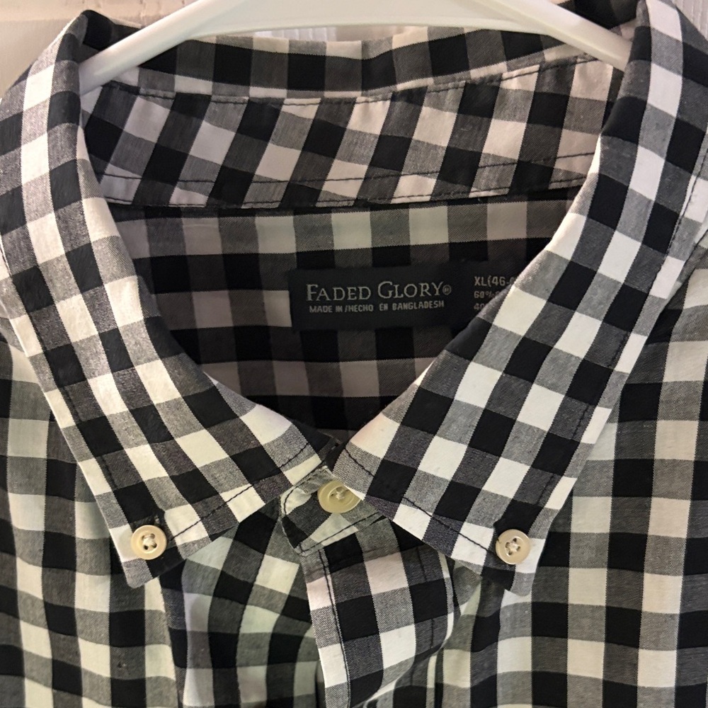 Faded Glory Men's Black and White Plaid Shirt